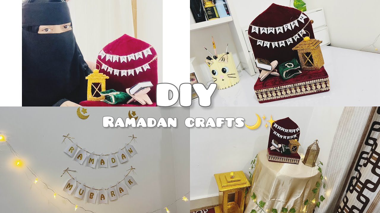 Ramadan Mubarak Decoration Craft at home🕌🌙|DIY Islamic Room Decor✨🤲🏻