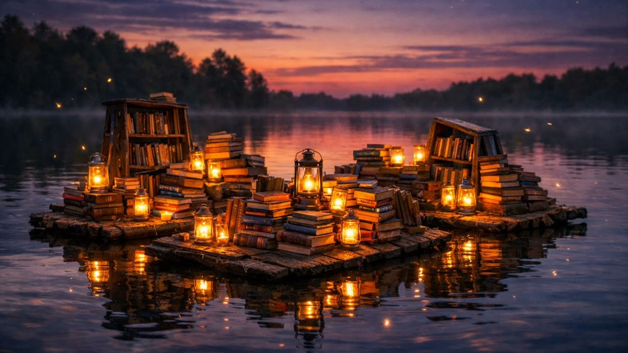 Floating Book Isle — Cozy Twilight Reads & Gentle Lake Ambience (15 Min)