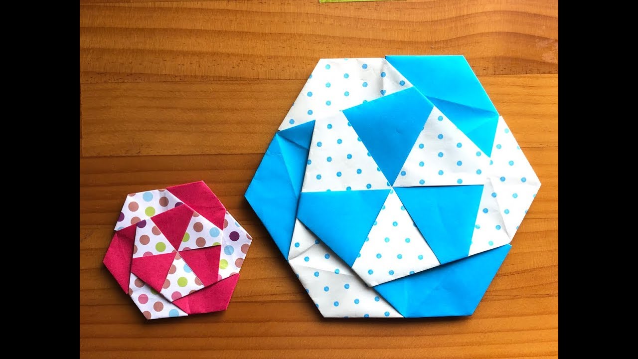 【折り紙・ペーパークラフト】折り紙6枚で作る六角形コースター