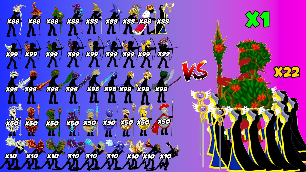 Spearton Leaf And Meric Vs All Skins Stick Figures Army | Stick War Legacy - Who Will Win?