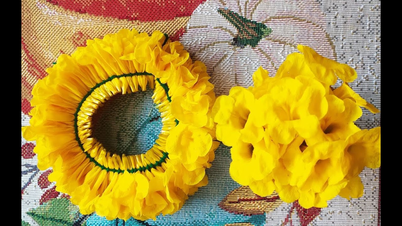 Simple method to string yellow flower garland at home/mala for god/ DIY/malai kattuvathu yeppadi