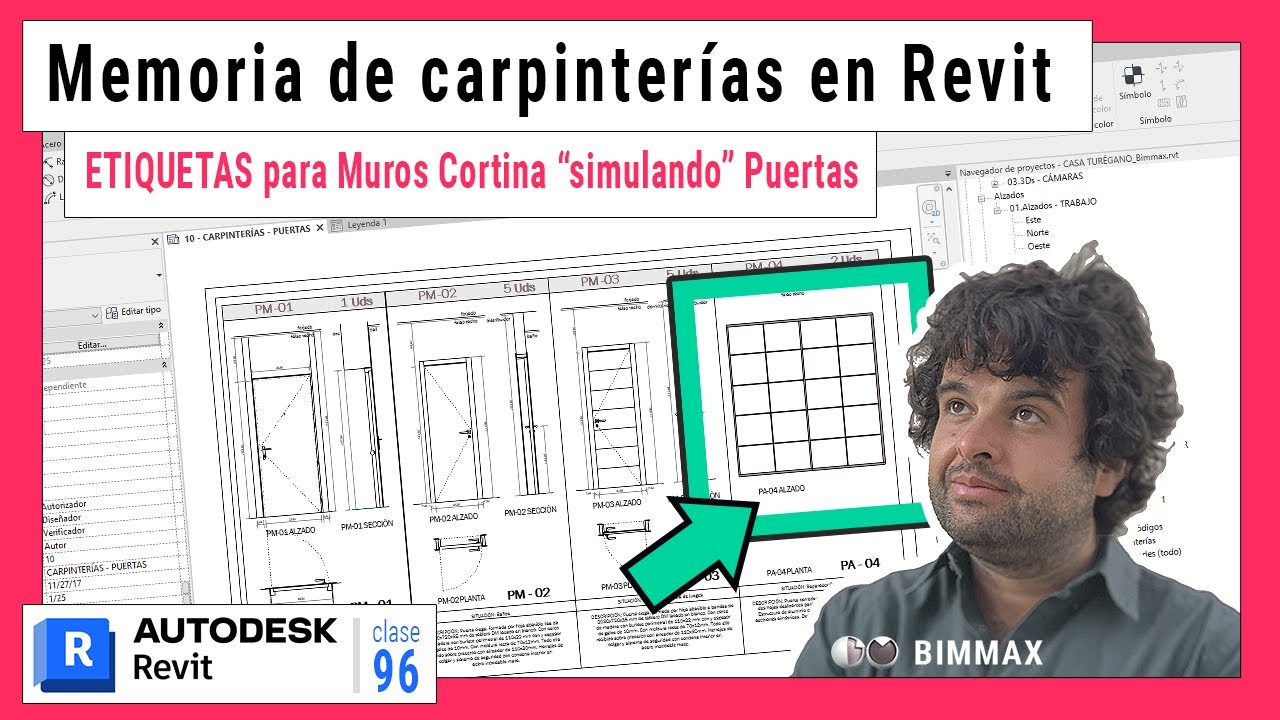MEMORIA de CARPINTERÍAS en REVIT ✅ ETIQUETAS para Muros Cortina “simulando” Puertas