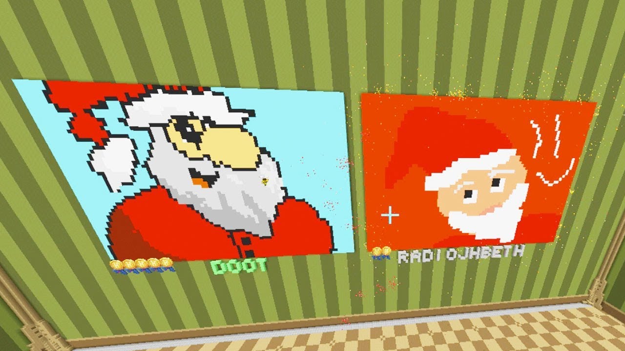 Chad and Audrey Paint Christmas Themes in Minecraft Pixel Painters