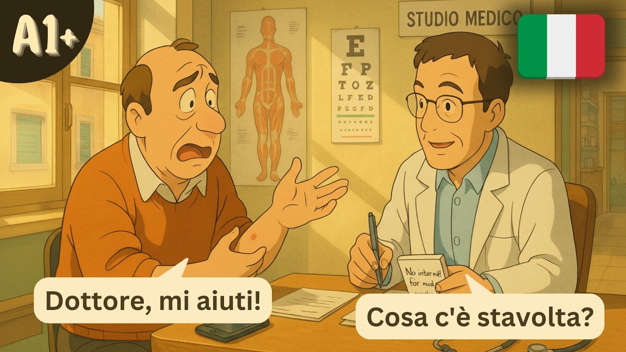 15 Minutes of Daily Italian Conversation At The Doctor (A1+)