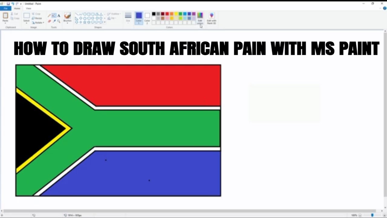 How to draw SOUTH AFRICAN flag | MS paint