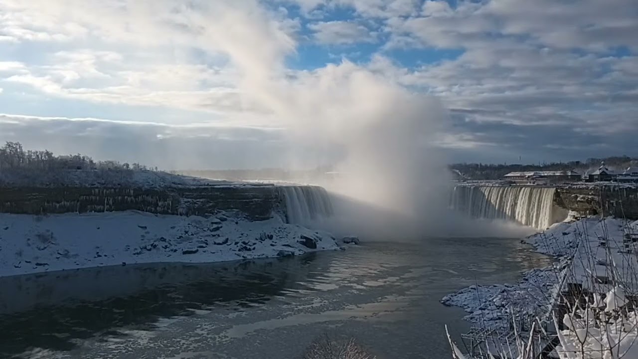 Highlight 18:04 - 23:04 from Niagara Falls live will be beside the Falls soon 16 January 2026
