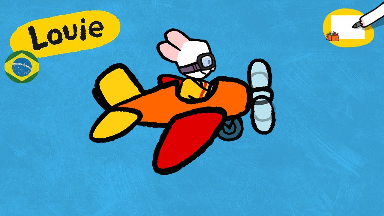 Louie, desenhe me 🎨✐ Louie, desenhe um Avião ✐ | Desenhos animados para crianças