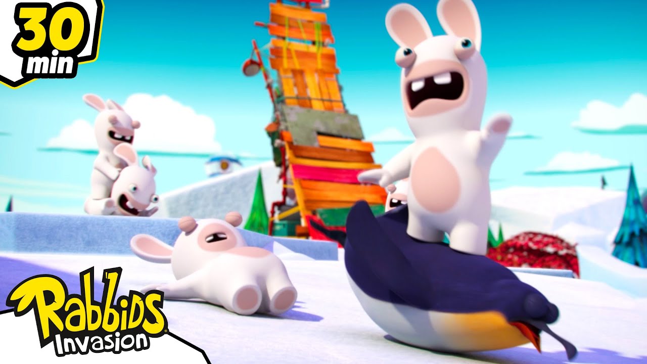 Rabbids have a blast in the cool! 😎🐧 | RABBIDS INVASION 🐰 | 30mn Compilation | Cartoon for kids