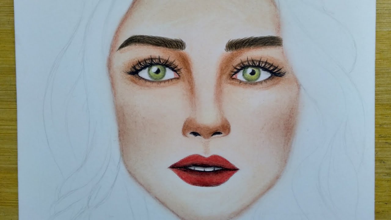 How to draw realistic face with colored pencils & soft pastel || Easy for beginners