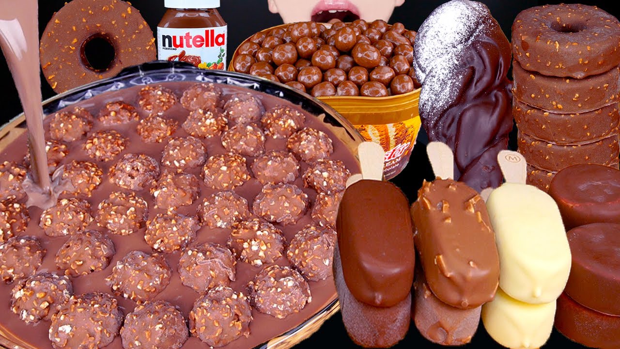 ASMR FERRERO ROCHER MALTESERS MAGNUM CHOCOLATE ICE CREAM NUTELLA DESSERT MUKBANG 먹방咀嚼音 EATING SOUNDS