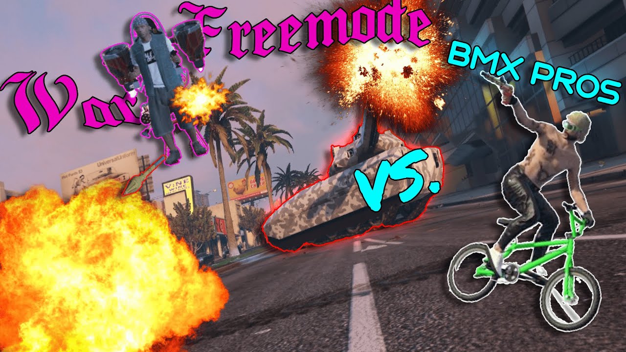 Fighting Modders In Massive Freemode War VS BMX Pros 