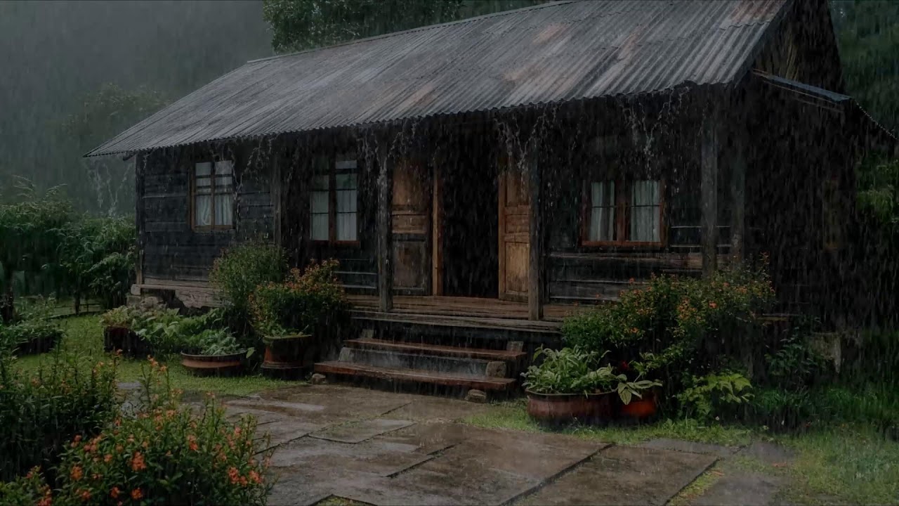 Gentle rain sounds improving emotional recovery and restoring peace for quiet calm rest