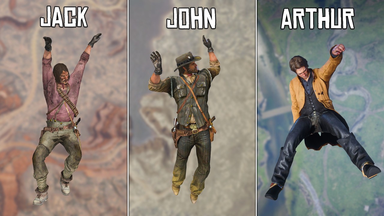 RDR2 & RDR1 Protagonists Falling from the Sky! (Arthur, John & Jack)
