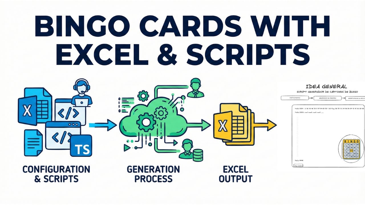 Diagrama de flujo para generar cientos de cartones de bingo automáticamente