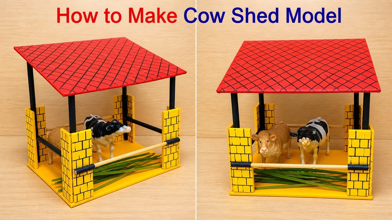 how to make cow shed model for school project - diy | DIY pandit