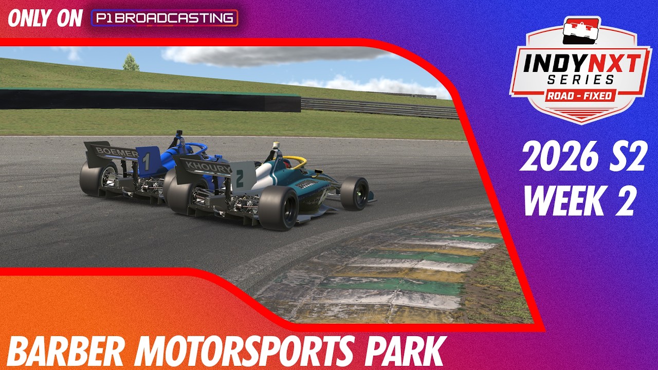Indy NXT Road Series Mon Night Top Split | BARBER | 2026S2 W2 | iRacing Broadcast
