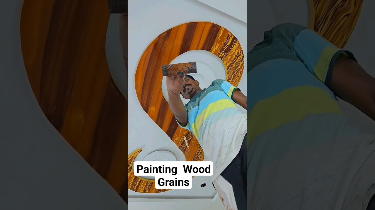 Timber tool Wood Grains painting on Ceiling #creativehacks #wallpainting #design #painting