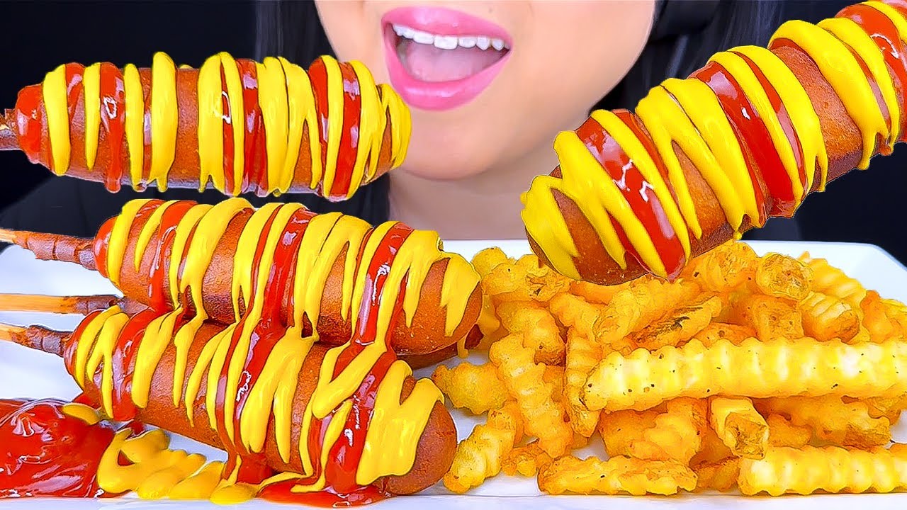 ASMR MUKBANG | CORN DOGS AND CRINKLE FRIES | EATING SOUNDS | ASMR Phan