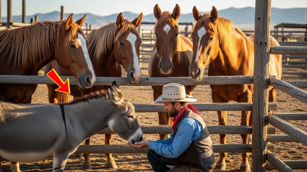Ein Cowboy fütterte täglich einen verhungernden Esel  dann betraten vier wilde Mustangs seinen Stall