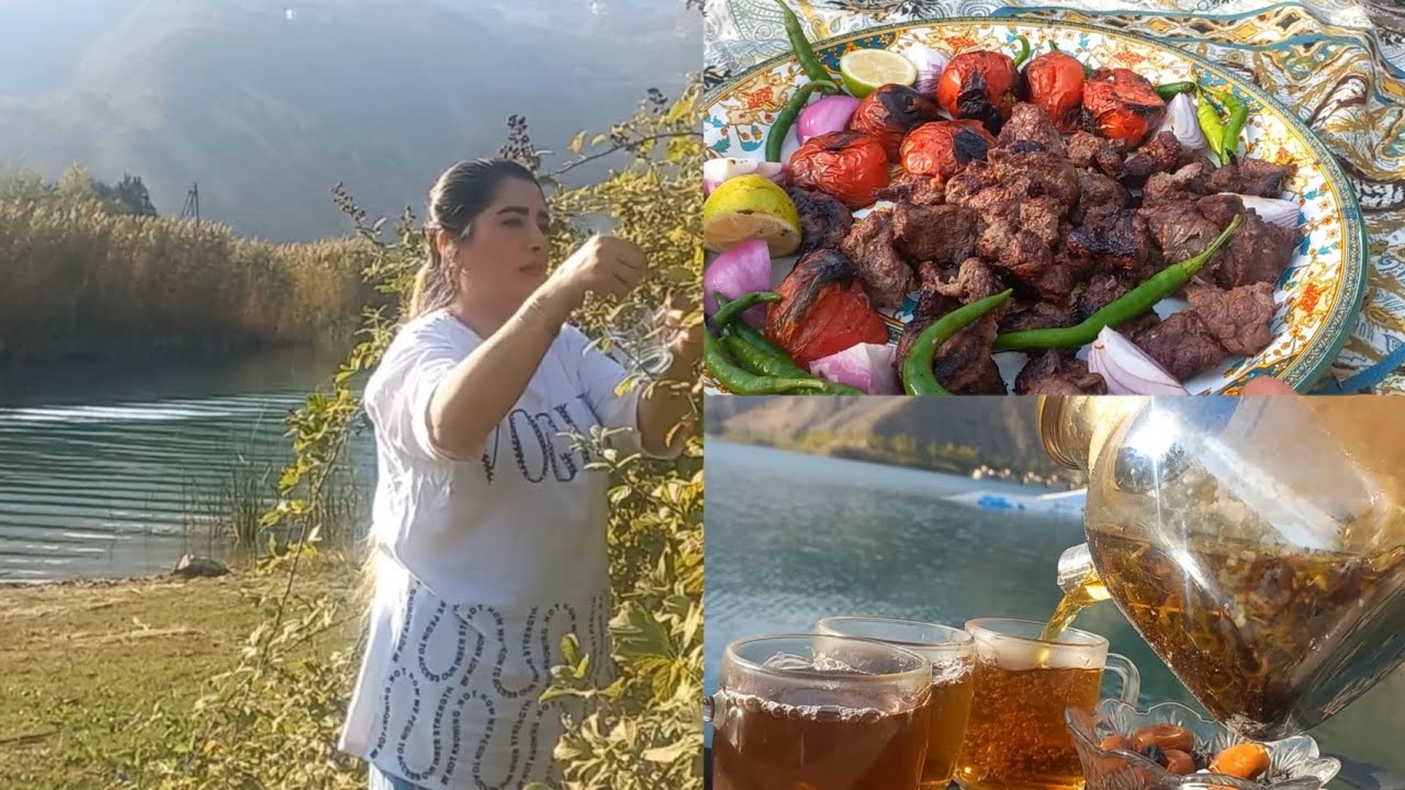 بهترین روش ترد کردن مغز ران گوساله برای کباب نرم و آبدار😋دم نوش تمشک🫖روی آتش کنار دریاچه ولشت