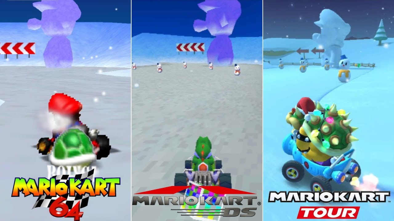 Evolution Of N64 Frappe Snowland Course In Mario Kart Games [1996-2020]