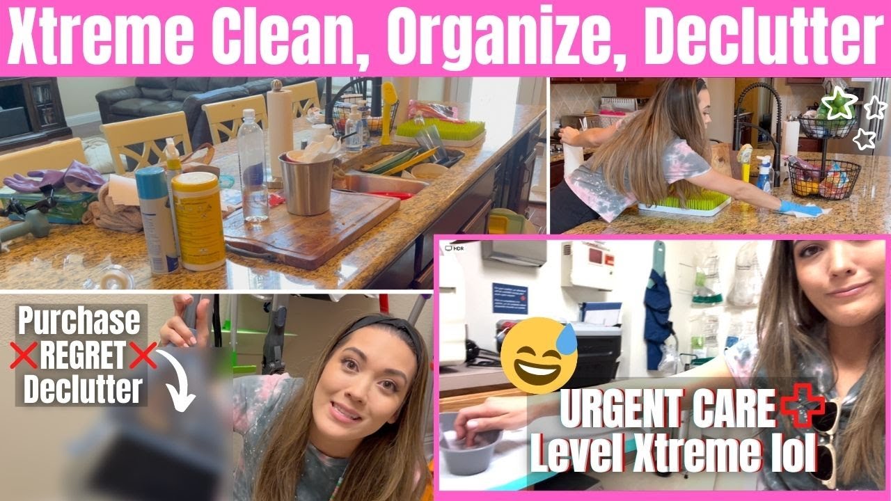 EXTREME CLEAN, ORGANIZE & DECLUTTER WITH ME! So Xtreme I got Hurt lol | Cleaning Motivation 💪