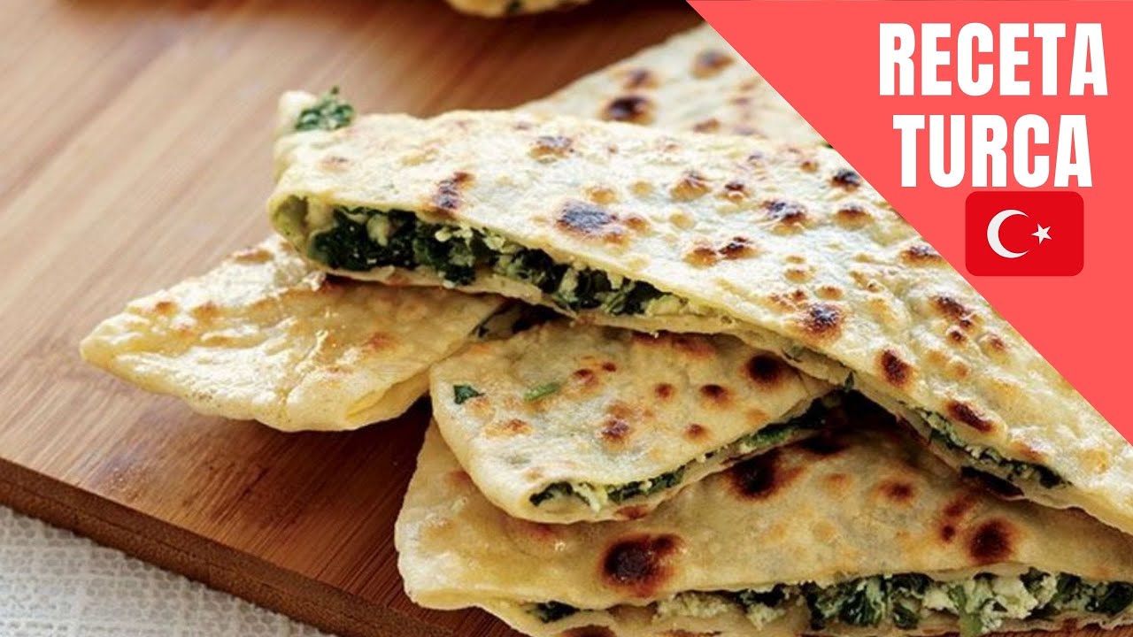 RECETA TURCA:Tortilla de espinaca con queso(ISPANAKLI GOZLEME) Receta #148 | COMIDA TURCA