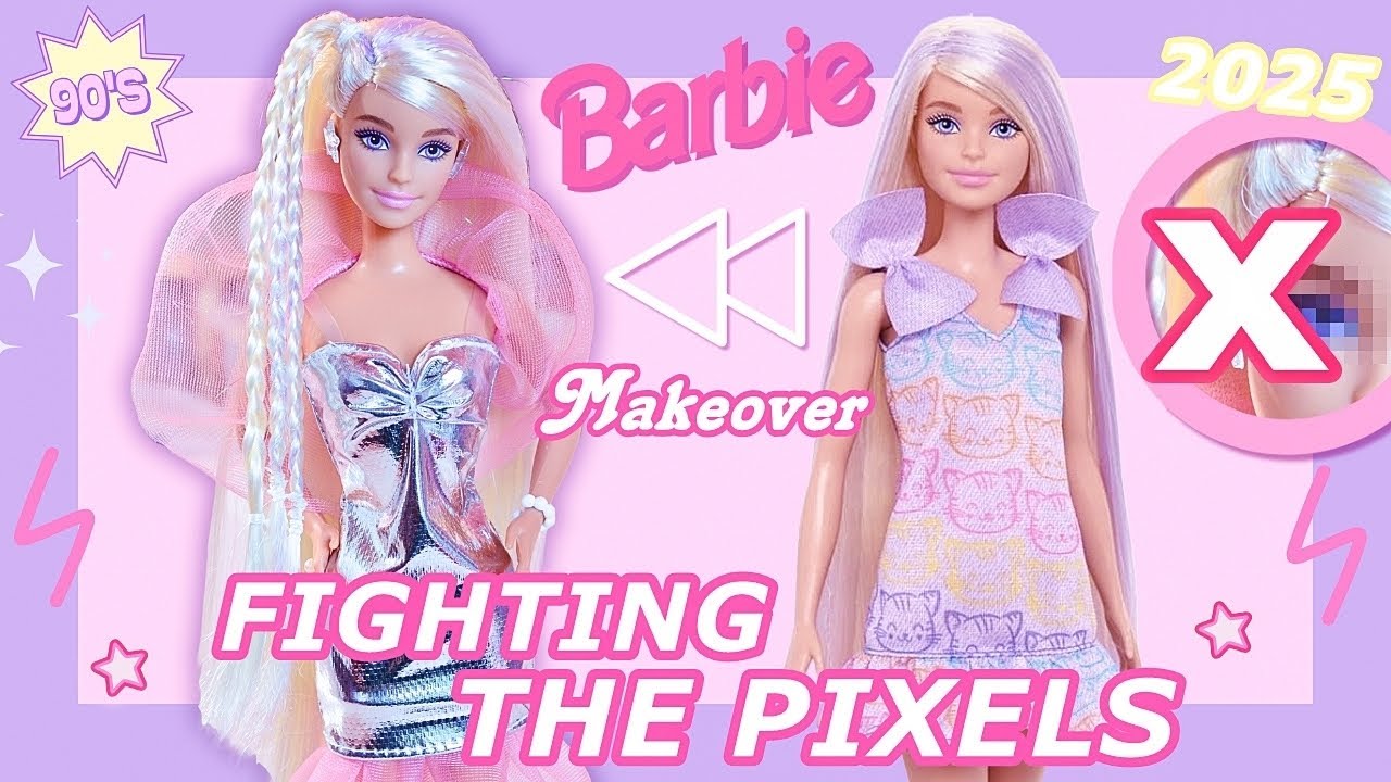 I Turned a 2025 Barbie VINTAGE ⏪ Fun & Fancy Barbie Review, 90s Transformation + Pixel Treatment 🎀
