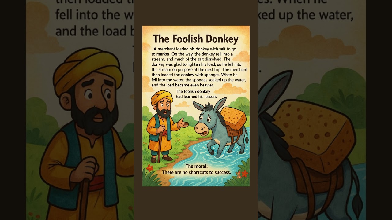 The Foolish Donkey | Moral Story in English | Learn About Laziness