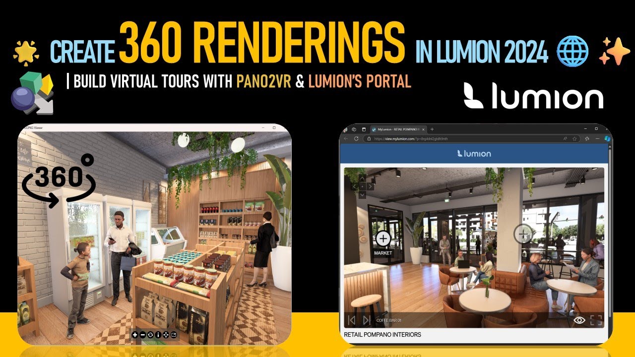 Create 360 renderings in Lumion 2024 🌐✨ and build virtual tours with Pano2VR & Lumion’s portal.