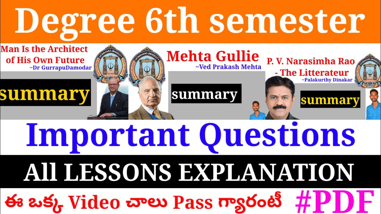Satavahana University Degree 6th semester English important Questions with Answers