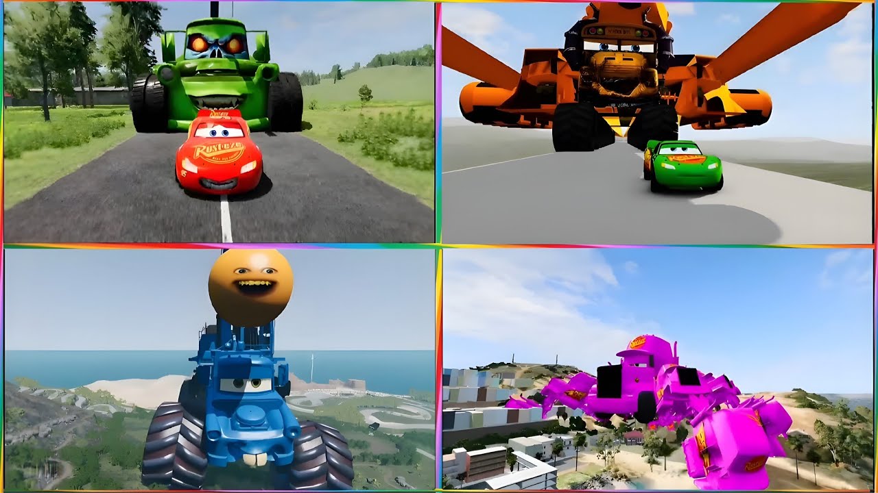 LIGHTNING MCQUEEN VS MONSTERS!Tiles Hop - THE MOST DANGEROUS RACE!148