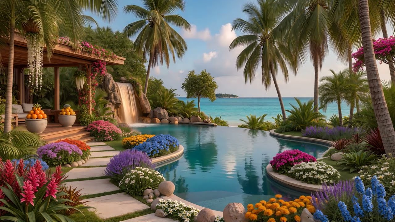 Sleep Music • 1 Hour Tropical Piano & Paradise Scenery 🌺 4K Deep Sleep, Stress Relief & Relaxation