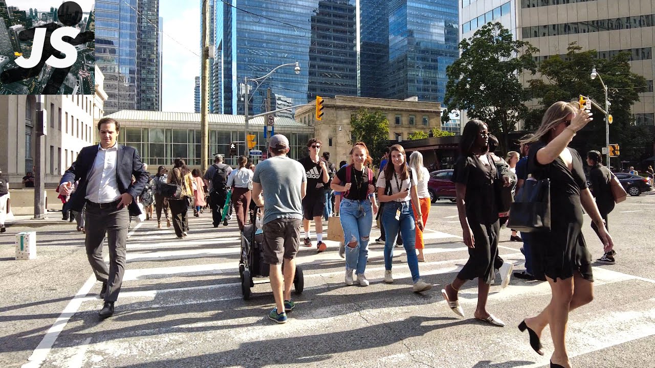 Financial District Skyscrapers at Rush Hour | Toronto Walk (Aug 2022)