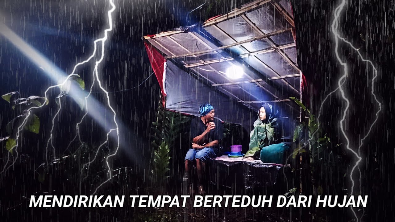 CAMPING HUJAN SUPER DERAS//BADAI ANGIN DAN GUNTUR-ASMR-RAIN