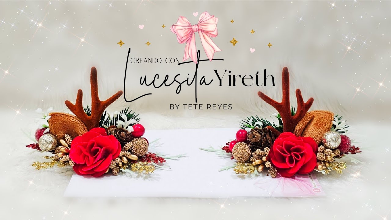 Como decorar par de moños para navidad Cuernos de Reno #hechoamano #manualidades #facil#navidad 