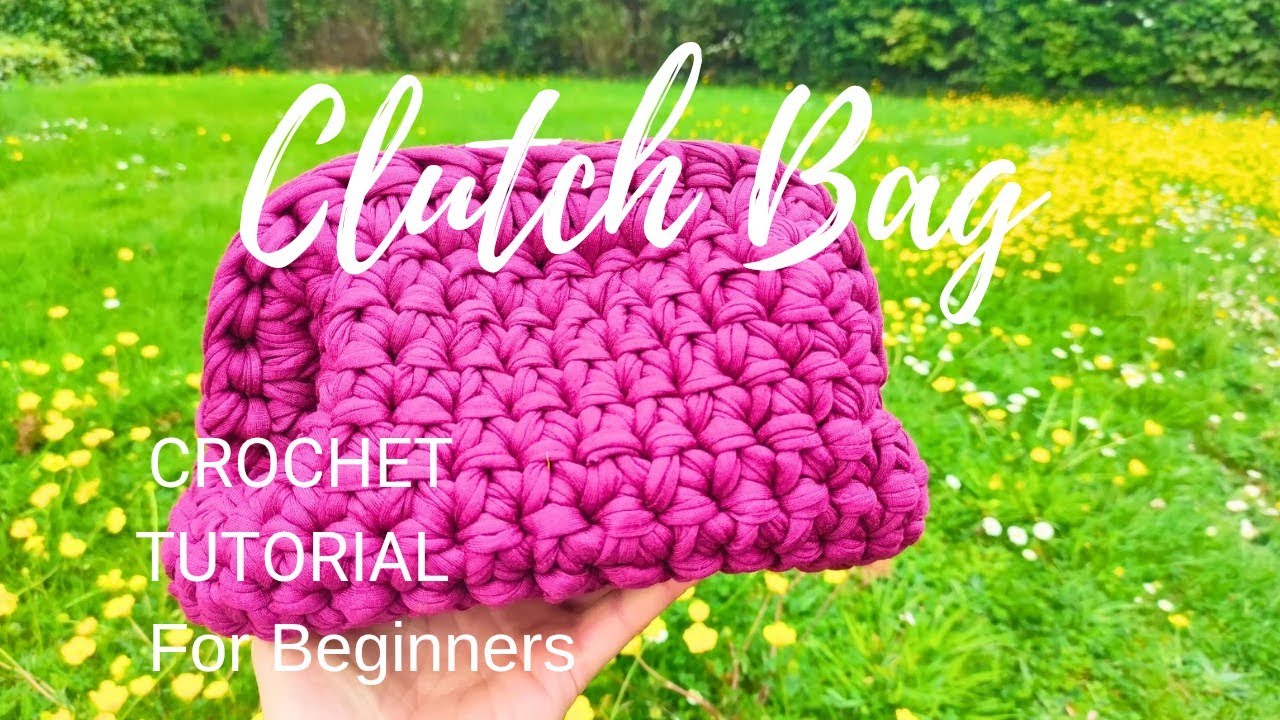 How to Crochet Clutch Bag T shirt yarn SUMMER TREND