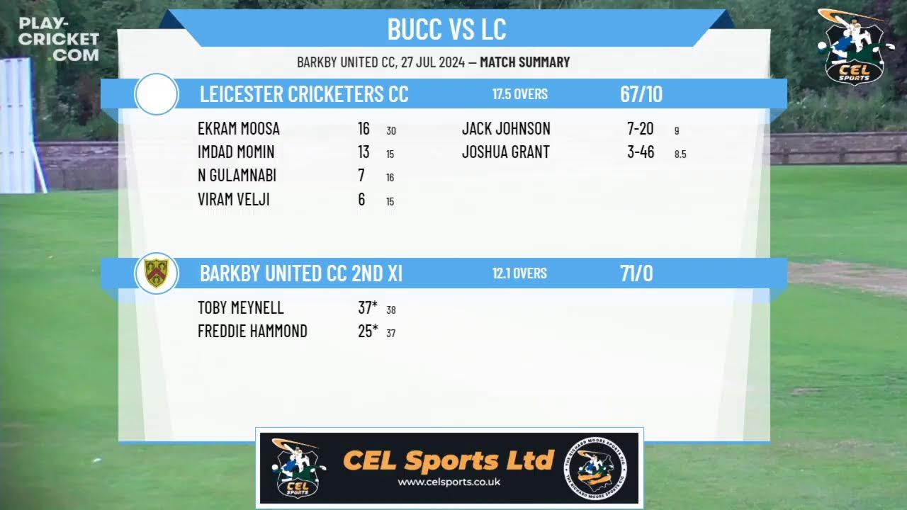 Barkby United CC 2nd XI v Leicester Cricketers CC Leicester Cricketers