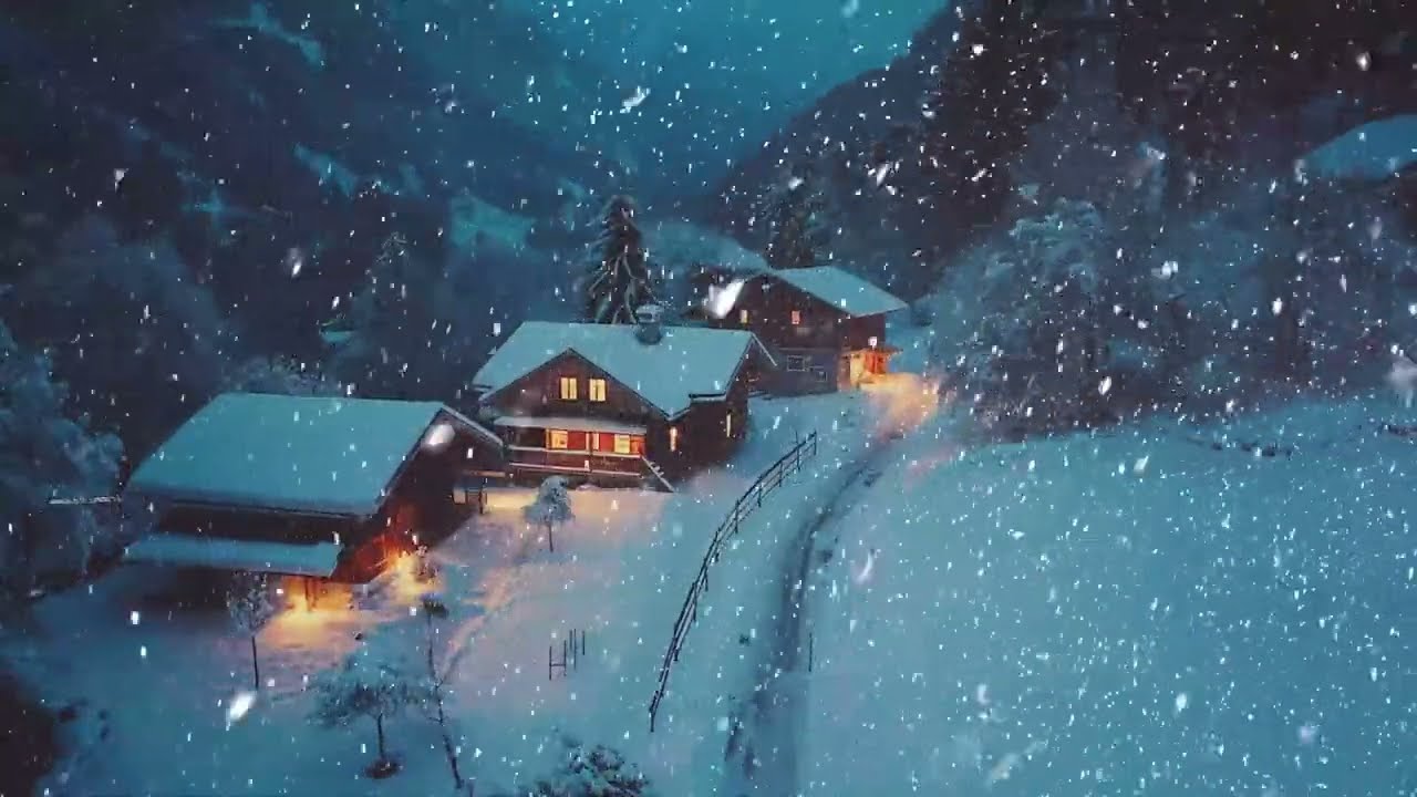 Calm Blizzard Winds Whisper Across The Valley Forming A Deep Cold Winter Night Ambience