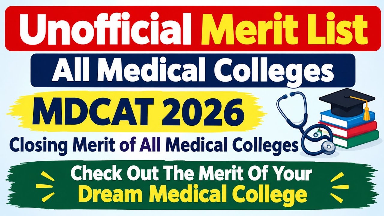 Unofficial Merit List All Medical Colleges |MDCAT 2026 Merit | Check The Merit Of Your Dream College