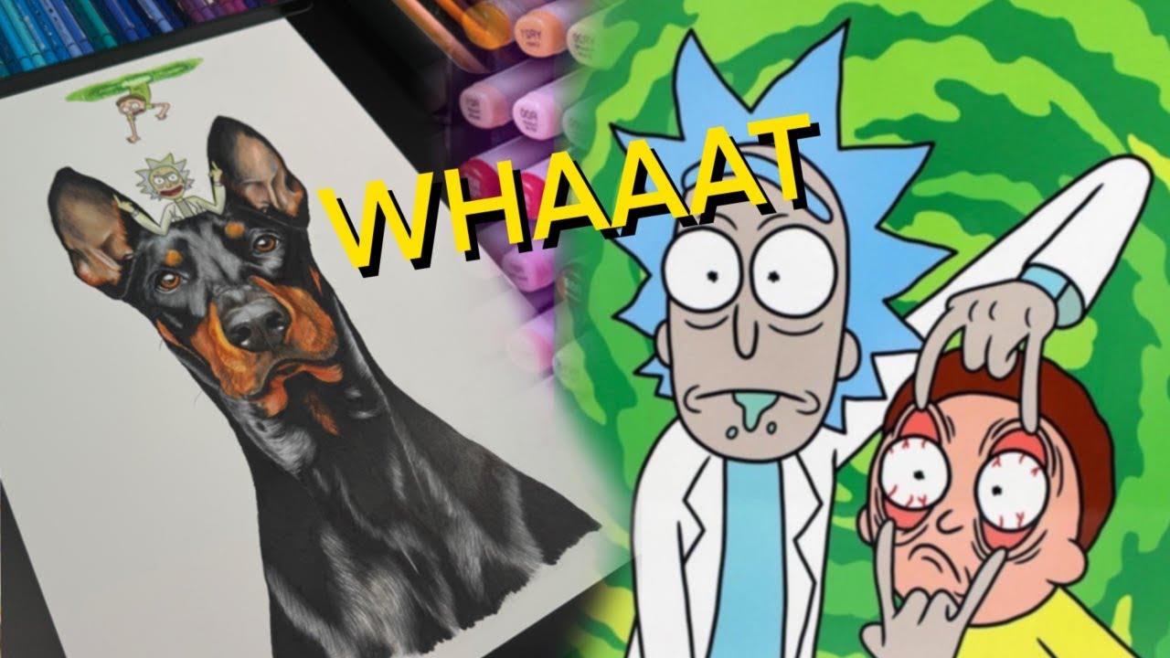 Portal Hopping With A Pup! Drawing Rick, Morty and Their Pup | DrewDrawz
