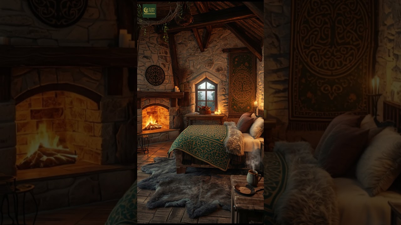 Cozy Winter Fireplace Celtic Music #shorts