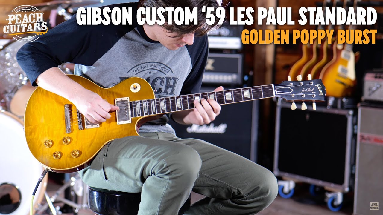 Gibson Custom '59 Les Paul Standard HP Top Golden Poppy Burst VOS - 912871
