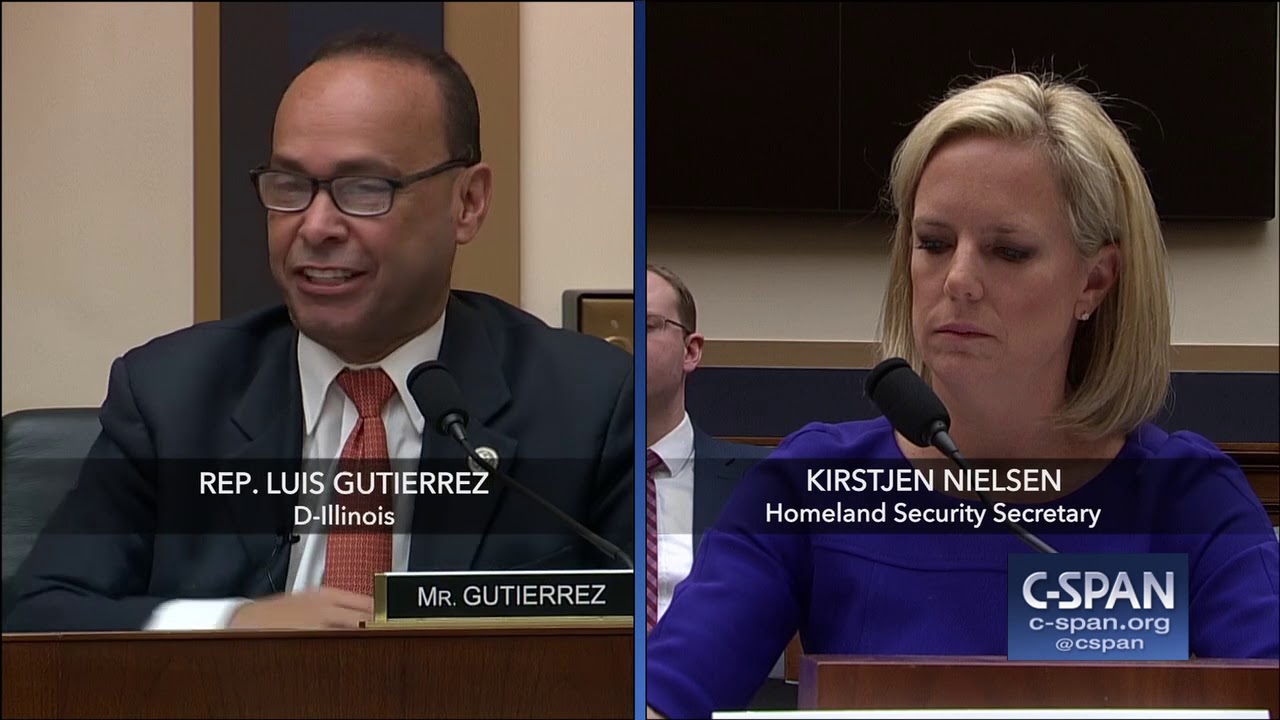 Exchange between Rep. Gutierrez and DHS Secretary (C-SPAN)