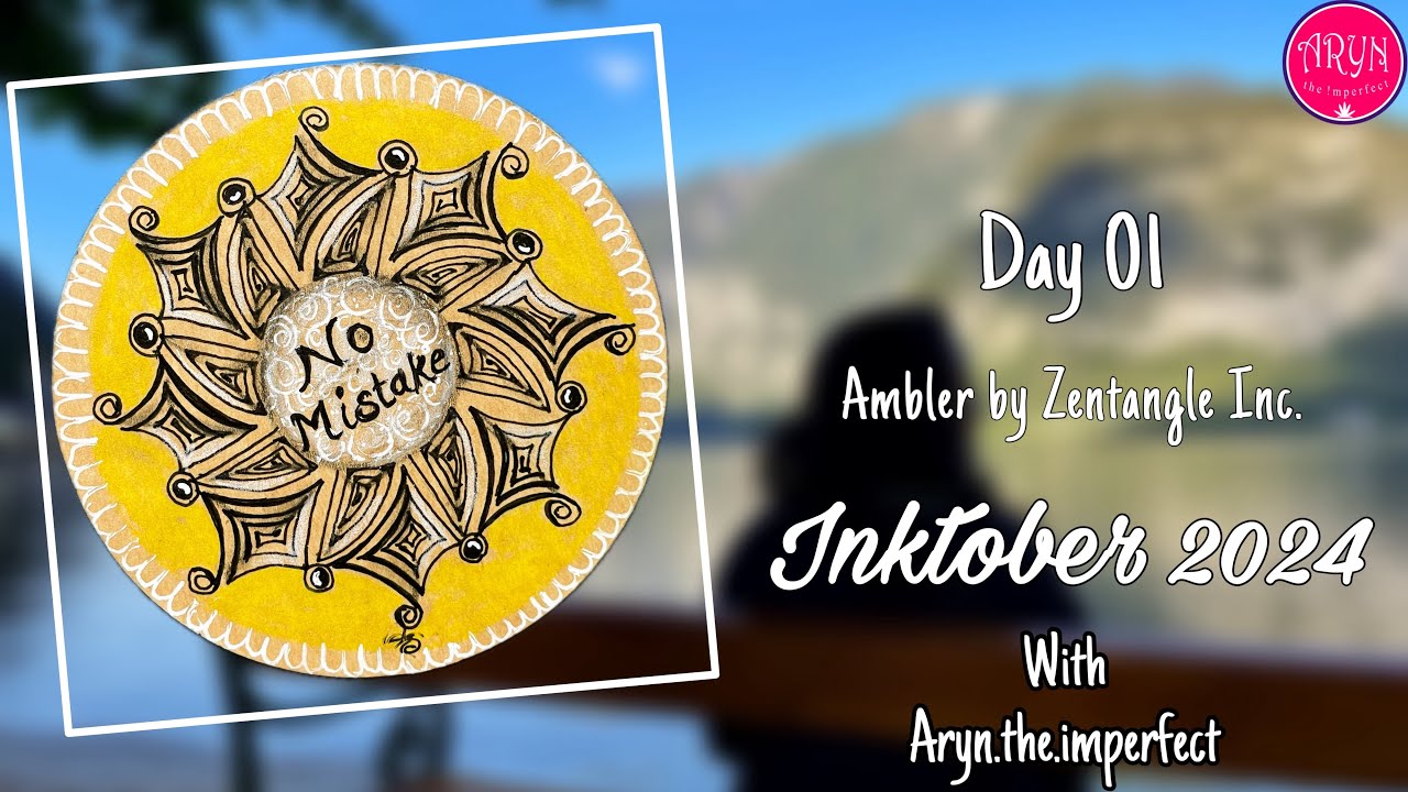 Inktober 2024 Day 1 - Ambler  | Draw with Aryn | Zentangle inspired Art | 