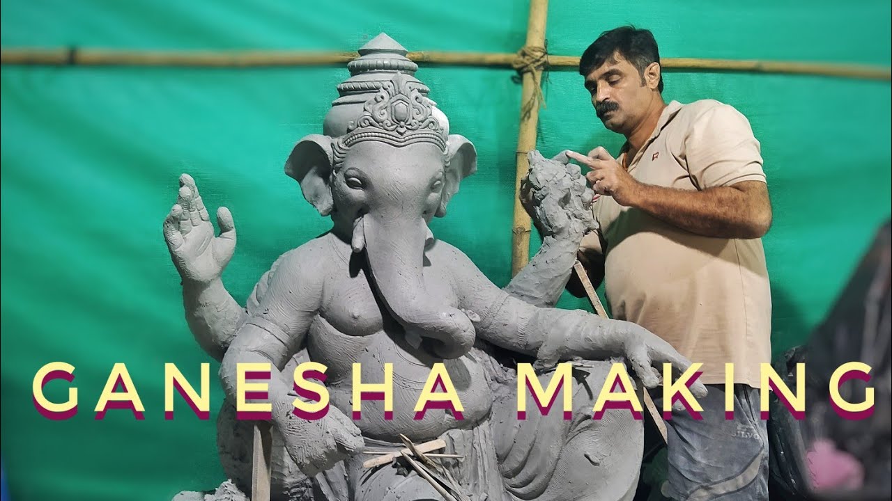 sculpting Eco friendly 5.6 ft big Ganesh murti #handmade #ganesha