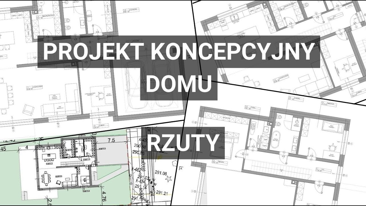 Projekt koncepcyjny domu w stylu nowoczesnym z płaskim dachem. Rzuty, czyli układ funkcjonalny.