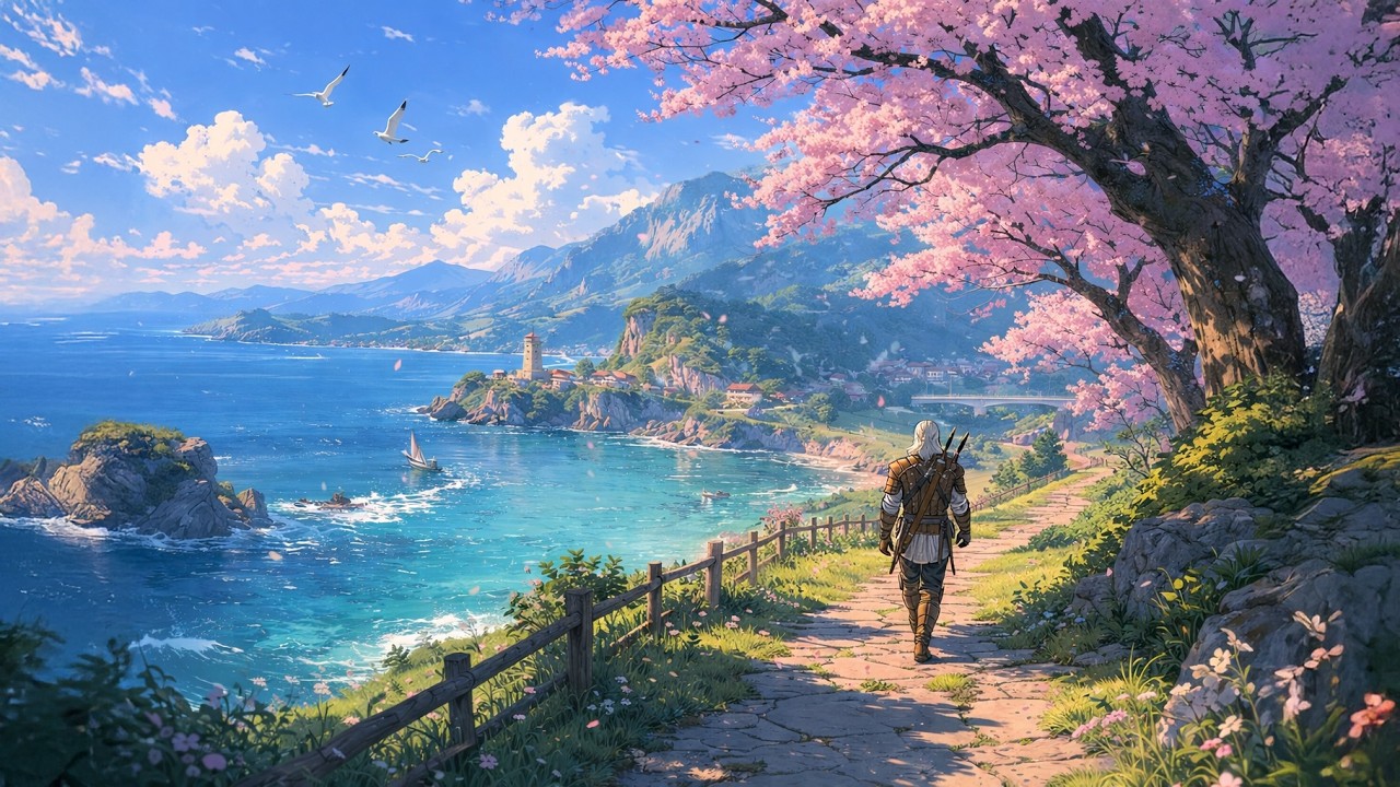 Fantasy Realm Expedition | Serene Coastal Views | Relaxing Medieval music  Ambient for stress relief