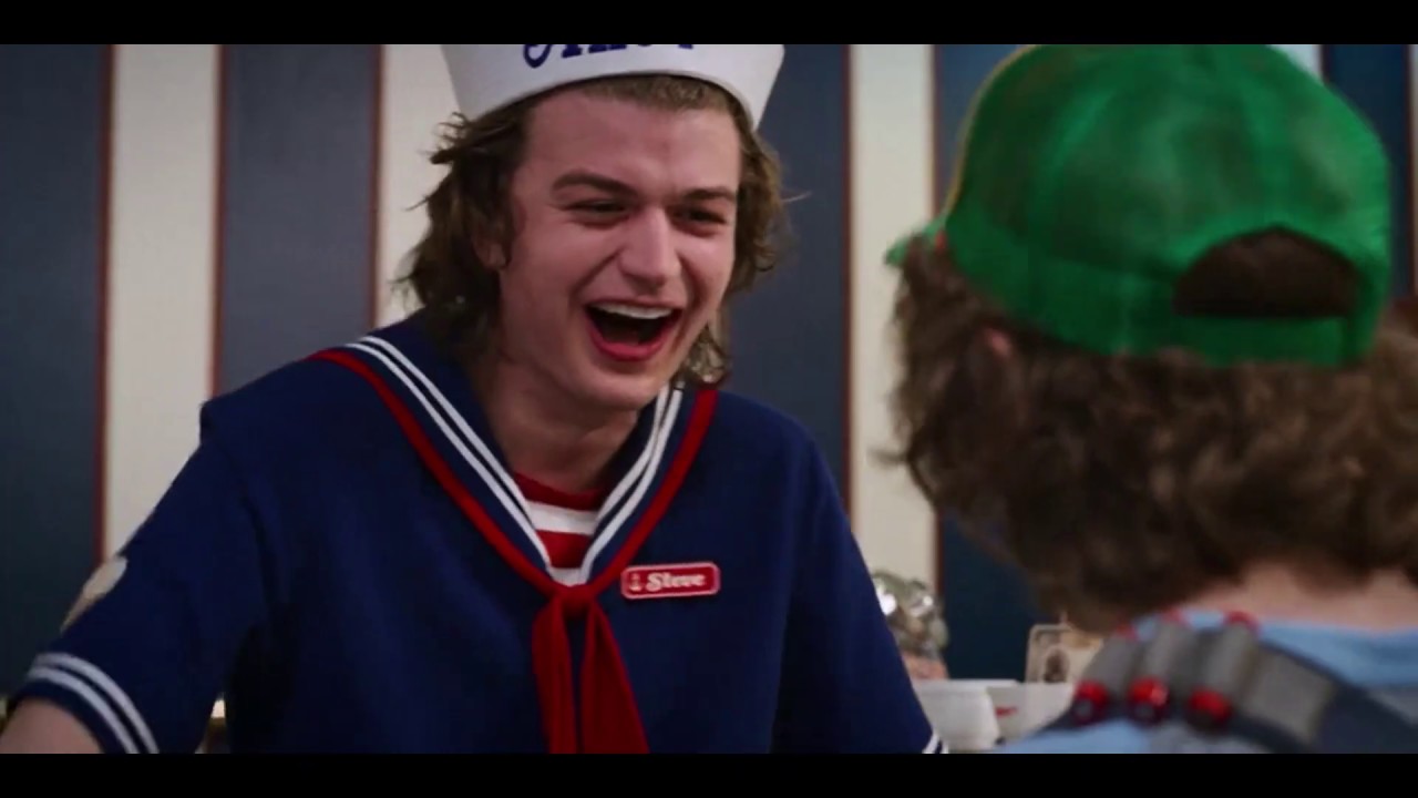 Steve and Dustin's funny greeting at Scoops Ahoy