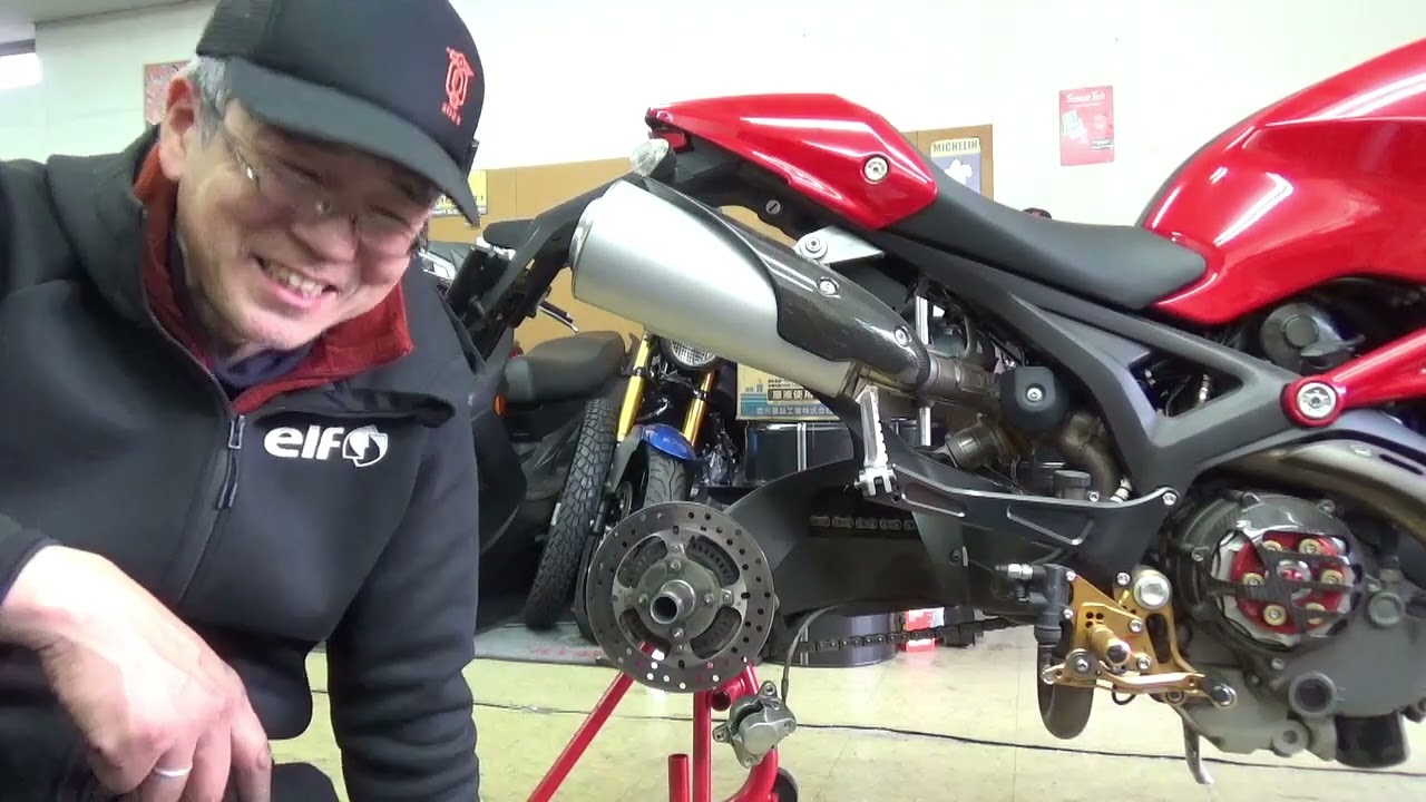 M1100S　納車整備　リア回りの整備